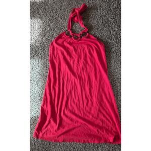 🍊 Old Navy Y2K Orange Halter Dress w/ O-Ring Neckline | Size M